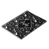 Mit Monogramm Schwarz-Weiß-Muster Notizblock (Linke Seite)