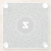 Mit Monogramm Schwarz-Weiß-Muster Swirt Moderne Glasuntersetzer (Rückseite)