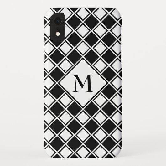 Mit Monogramm Schwarz-Weiß-Plätze Case-Mate iPhone Hülle (Rückseite)