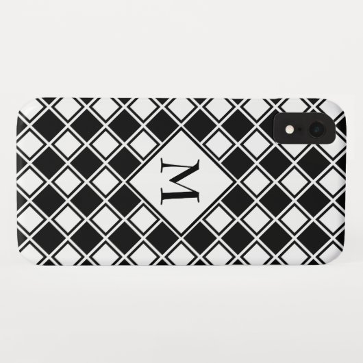 Mit Monogramm Schwarz-Weiß-Plätze Case-Mate iPhone Hülle (Rückseite (Horizontal))