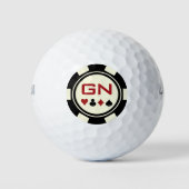 Mit Monogramm Schwarz-Weiß-Poker-Chip Golfball (Vorderseite)