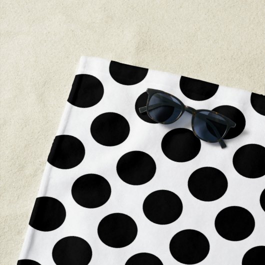 Mit Monogramm Schwarz/Weiß Polka Dot Beach Handtuc Strandtuch (Beispiel)