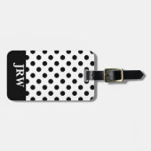 Mit Monogramm Schwarz-Weiß-Polka-Dot Gepäckanhänger (Vorderseite horizontal)