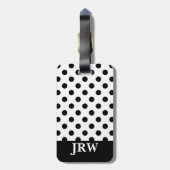 Mit Monogramm Schwarz-Weiß-Polka-Dot Gepäckanhänger (Rückseite vertikal)