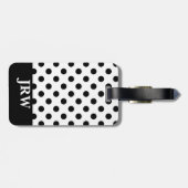 Mit Monogramm Schwarz-Weiß-Polka-Dot Gepäckanhänger (Rückseite horizontal)