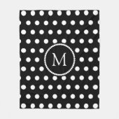 Mit Monogramm Schwarz-Weiß-Polka-Punktmuster Fleecedecke (Vorderseite)