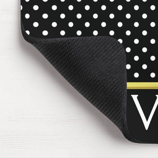 Mit Monogramm Schwarz-Weiß-Polka-Punktmuster Mousepad (Ecke)