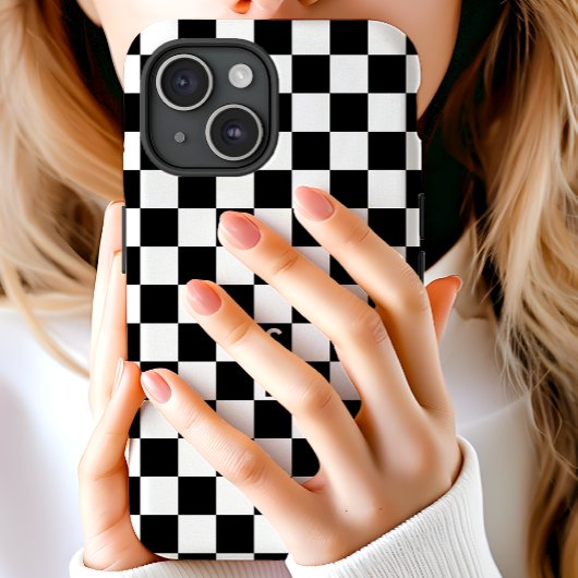 Mit Monogramm Schwarz-Weiß-Prüfmuster Case-Mate iPhone Hülle