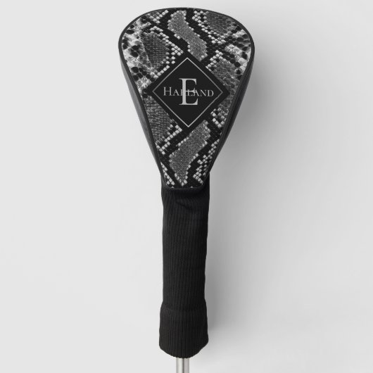 Mit Monogramm Schwarz-Weiß-Schlange Golf Headcover (Vorderseite)