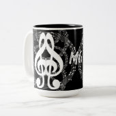Mit Monogramm Schwarz/Weiß-Spiegelaufnahmen Zweifarbige Tasse (Vorderseite Links)