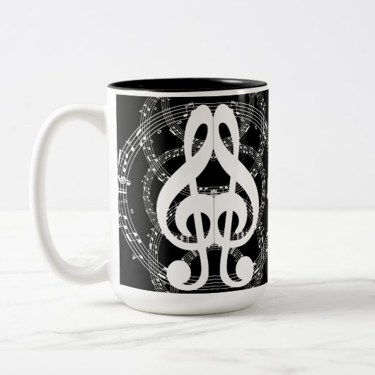 Mit Monogramm Schwarz/Weiß-Spiegelaufnahmen Zweifarbige Tasse (Links)