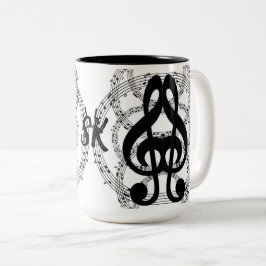 Mit Monogramm Schwarz-Weiß-Spiegelbildmusik 2 Zweifarbige Tasse