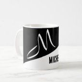 mit Monogramm Schwarz-Weiß-Split-Skript Kaffeetasse (Vorderseite Links)