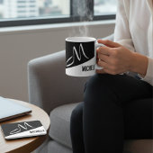 mit Monogramm Schwarz-Weiß-Split-Skript Kaffeetasse