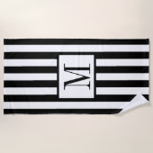Mit Monogramm Schwarz-Weiß-Strandtuch Strandtuch (Vorderseite)