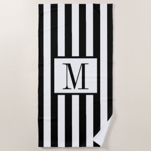 Mit Monogramm Schwarz-Weiß-Strandtuch Strandtuch