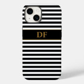 Mit Monogramm Schwarz/Weiß Streifen Case-Mate iPhone Hülle (Rückseite)