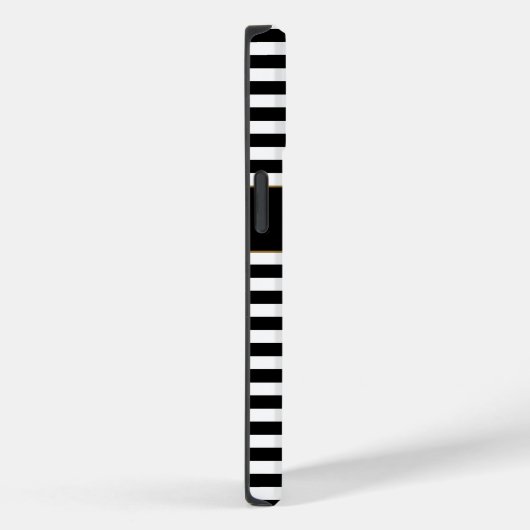 Mit Monogramm Schwarz/Weiß Streifen Case-Mate iPhone Hülle (Rückseite / Rechts)