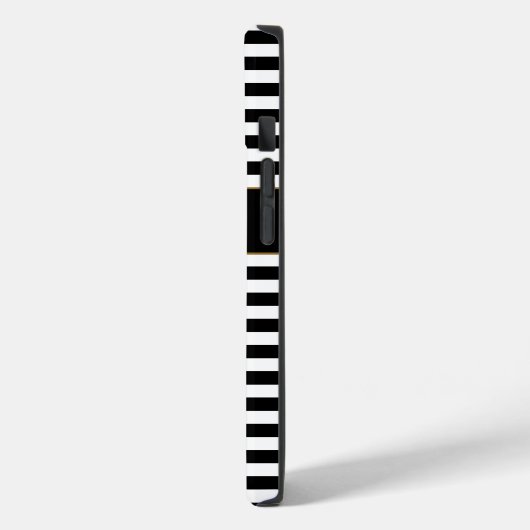 Mit Monogramm Schwarz/Weiß Streifen Case-Mate iPhone Hülle (Rückseite / Links)