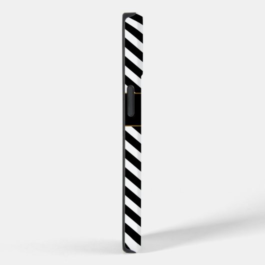 Mit Monogramm Schwarz/Weiß Streifen Case-Mate iPhone Hülle (Rückseite / Rechts)