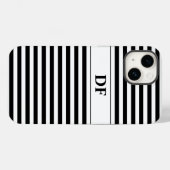 Mit Monogramm Schwarz/Weiß Streifen Case-Mate iPhone Hülle (Rückseite (Horizontal))