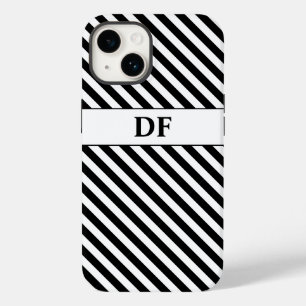 Mit Monogramm Schwarz/Weiß Streifen Case-Mate iPhone 14 Hülle