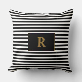 Mit Monogramm Schwarz/Weiß Streifen Kissen