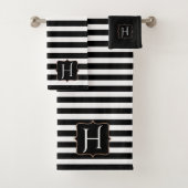Mit Monogramm Schwarz-Weiß-Strick-Badehandtuch-Set Badhandtuch Set (Insitu)
