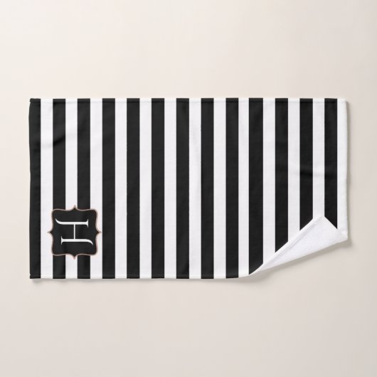 Mit Monogramm Schwarz-Weiß-Strick-Badehandtuch-Set Badhandtuch Set (Handtuch)