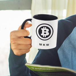 Mit Monogramm Schwarz-Weiß-Symbol-Logo Tasse