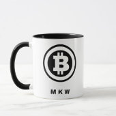 Mit Monogramm Schwarz-Weiß-Symbol-Logo Tasse (Links)
