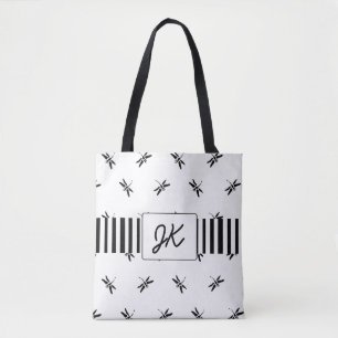 mit Monogramm Schwarz-Weiß-Tasche Tasche