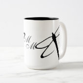 mit Monogramm Schwarz-Weiß-Tasse Zweifarbige Tasse (VorderseiteRechts)