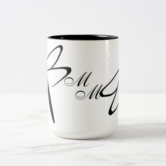 mit Monogramm Schwarz-Weiß-Tasse Zweifarbige Tasse (Mittel)