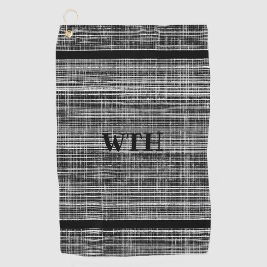Mit Monogramm Schwarz-, Weiß- und Grau-Karo-Muster Golfhandtuch (Vorderseite)