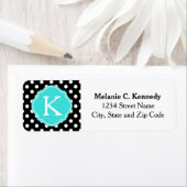 Mit Monogramm Schwarz-weiße Polka Dots Blue Quatre (Insitu)