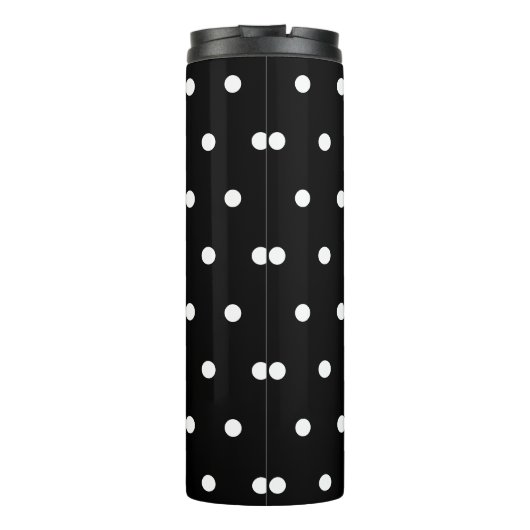 Mit Monogramm Schwarz-weiße Polka Dots Thermosbecher (Rückseite)