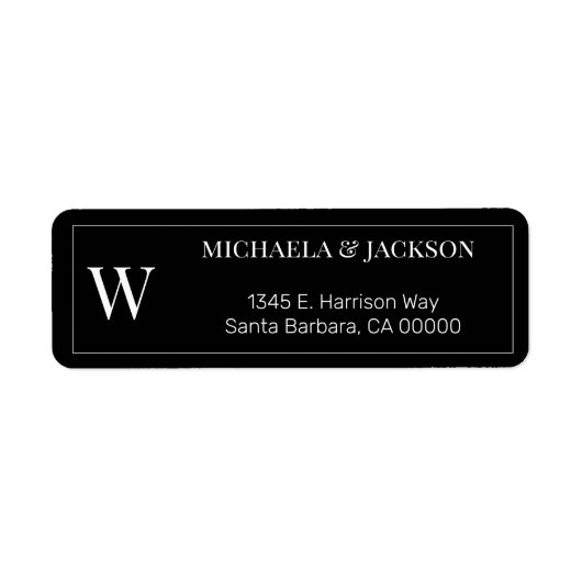 Mit Monogramm Schwarz-weiße Rücksendeadresse (Vorne)