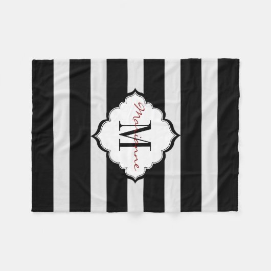 Mit Monogramm schwarz-weiße Streifen Fleece (Vorderseite (Horizontal))