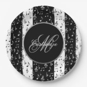 Mit Monogramm schwarz-weiße Streifen Pappteller (Vorderseite)