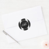Mit Monogramm schwarz-weiße Streifen Runder Aufkleber (Umschlag)