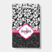 Mit Monogramm Schwarz-weiße und rosa Damaskus Ausweis (Rückseite)