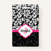 Mit Monogramm Schwarz-weiße und rosa Damaskus Ausweis (Rückseite)