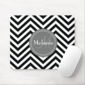 Mit Monogramm Schwarz-weiße Zickzack Quarzfolie Mousepad (Mit Mouse)