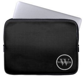 Mit Monogramm Schwarz-weißer Individuelle Name Laptopschutzhülle
