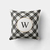 Mit Monogramm Schwarz-weißer und Karierter Wurfpfe Kissen (Rückseite)