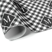 Mit Monogramm Schwarz-weißes Buffalo Karo Pattern Geschenkpapier (Rolleneckpunkt)