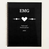 Mit Monogramm Schwarz-weißes Geschäft Planer (Vorderseite)