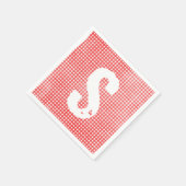 mit Monogramm schwarz-weißes Gingham-Muster Serviette (Ecke)