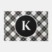Mit Monogramm Schwarz-weißes Gold Kariert Fußmatte (Vorderseite)